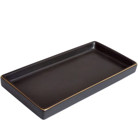 PRICES MAY VARY. 【Material】: The bathroom counter tray is made from quality thicken ceramic, smooth finished, easy to clean. Sturdy and weighty, not easy to slide off 【Simple and Chic Design】: The small decorative bathroom vanity tray is solid pattern with gold trim, make it classic and elegant, easy to match your bathroom counter, vanity counter top, bedroom table, office desk, kitchen counter, etc 【Versatile Vanity Trays for Bathroom】: The 10 x 5 inch bathroom tray organizer, as a trinket tray Bathroom Vanity Top Organization, Bathroom Countertop Decor, Tray For Dresser, Bathroom Counter Tray, Sink Tray, Vanity Trays, Bathroom Vanity Tray, Desk Kitchen, Vanity Counter