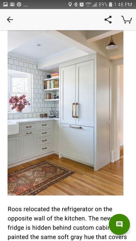 Fridge Near Corner Of Kitchen, Kitchen Fridge And Pantry Wall, Covered Fridge Doors, Fridge By Doorway, Double Door Fridge In Kitchen, Fridge Covered With Cabinet, Pantry Double Door Ideas, Fridge In Corner Of Kitchen, Q4 Goals