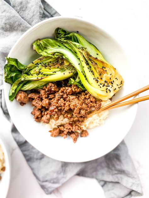 Bock Choy Recipes, Fusion Foods, Ground Beef Stir Fry, Recipe Ground Beef, Dinner 2023, Ground Beef Rice, Ground Pork Recipes, Healthy Ground Beef, Lectin Free