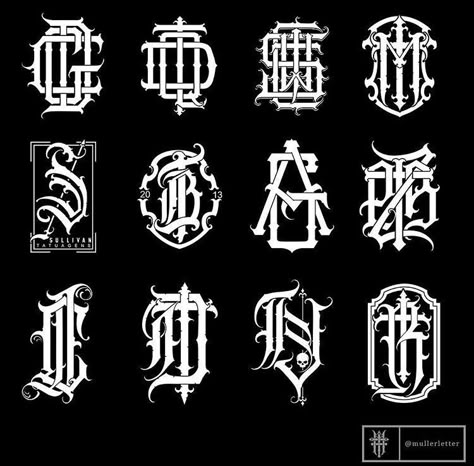 Calligraphy Monogram, Monogram Logo Letters, Tattoo Lettering Alphabet, 3 Letter Monogram, Logo Monogramme, Gothic Lettering, Chicano Lettering, Tattoo Lettering Styles, Ink Lettering