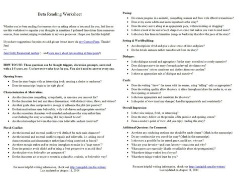 Screen shot of the two-page Beta Reading Worksheet Beta Reading, Beta Reader, Reading Questions, Writing Practice Worksheets, Story Planning, Book Editing, Writing Goals, Essay Prompts, Alphabet Writing