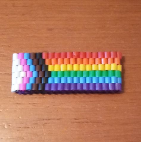 Pride Flag Kandi Pattern, Kandi Pride Flag, Pride Kandi, Kandi Crafts, Kandi Jewelry, Rave Bracelets, Progress Pride Flag, Kandi Beads, Rave Kandi