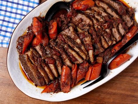 Braised Brisket Recipe | Food Network Kitchen | Food Network Chuck Steak Recipes, Slow Cooker Pot Roast Recipes, Slow Cooker Pot Roast, Braised Brisket, Chuck Steak, Pot Roast Recipe, Pot Roast Slow Cooker, Brisket Recipes, Roast Recipe