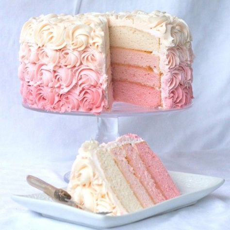 Girl Shower Cake, Baby Shower Cakes Girl, Ombre Cake, Girl Cupcakes, Trendy Baby Shower Ideas, Shower Cupcakes, Cool Birthday Cakes, Baby Shower Cupcakes