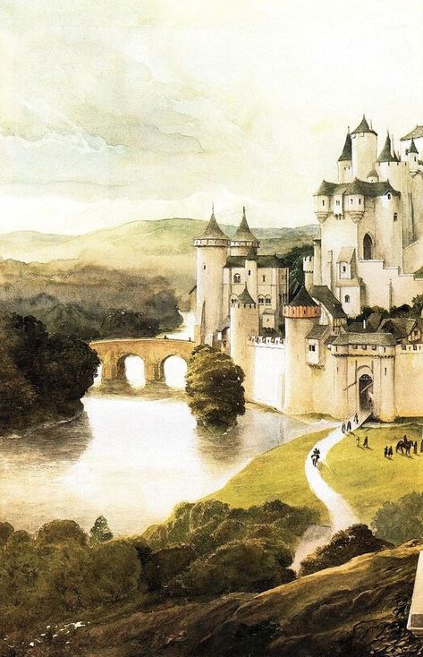 Cottagecore Medieval, Alan Lee Art, King Arthur Legend, Alan Lee, John Howe, Roi Arthur, Medieval Knights, Arte Peculiar, Castle Art