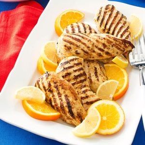 Slow-Cooked Lemon Chicken Recipe: How to Make It Citrus Marinated Chicken, Citrus Chicken Marinade, Chicken For Lunch, Healthy Grilled Chicken Recipes, Zesty Chicken, Chicken Kabobs, Taste Of Home Recipes, Chicken Marinade, Healthy Grilling