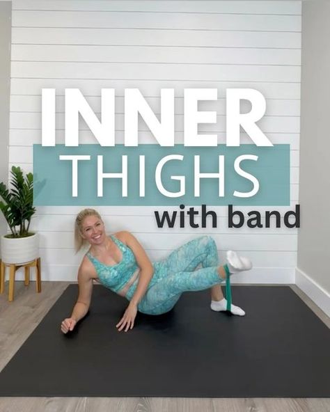 Natalie Wilson • Home & Gym Workouts on Instagram: "Bring back another crowd favorite!! 🙌🏻 Save 📌 this Inner Thigh Workout using a band This one burns 🥵🔥 so good! Do 10-12 reps per exercise(per side if applicable) Repeat 3-4 times -plié pulse with alt. heel lifts -plié squat adduction -side lying leg in & out inner thigh leg lift combo -side lying inner thigh leg lift -frog press Outfit: @lovleilife Code: NATALIE for discount Drop a 👍🏻 in the comments if you liked this one and want more Don’t forget to ❤️LIKE ✏️COMMENT 📌SAVE 💌SHARE" Leg Abduction, Band Workouts, Thigh Workout, Inner Thigh Workout, Leg Lifts, Thigh Exercises, Work Outs, Inner Thigh, Lower Body Workout