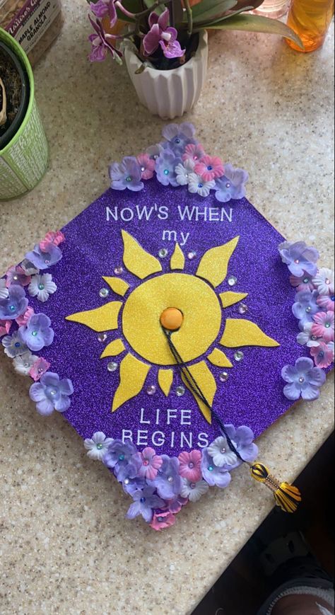 Rapunzel Parking Spot, Disney Princess Graduation Cap, Tangled Senior Parking Spot, Tangled Grad Cap, Tangled Parking Spot, Rapunzel Graduation Cap, Frog Graduation Cap, Princess And The Frog Graduation Cap, Rapunzel Grad Cap