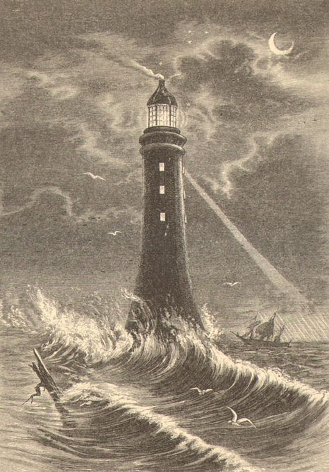 1904 Lighthouses Eddystone Lighthouse and by CabinetOfTreasures, $16.95 Sea Folklore, Eddystone Lighthouse, Lighthouse Tattoo, Nautical Crafts, Lighthouse Keeper, Interesting Faces, Ink Pen Drawings, Ocean Beach, Dark Art