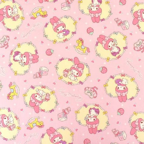 Kawaii Wallpaper My Melody, Pink My Melody, Kawaii Wallpapers, Melody Wallpaper, My Melody Wallpaper, Hello Kitty Art, Sanrio Wallpaper, Lawn Fabric, Kawaii Wallpaper