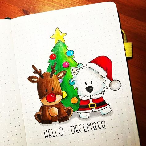 Crismas Drawings Ideas, Journal December, Bullet Journal Christmas, December Bullet Journal, Bullet Journal Cover Page, Creating A Bullet Journal, Be My Last, Hello December, Bullet Journal Notebook