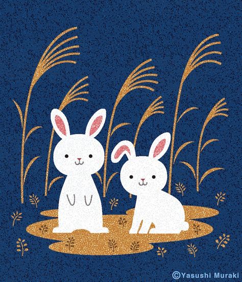 Rabbit illustration / digital work on Behance 2023 Rabbit Illustration, Rabbit Design Illustration, Rabbit Illustration Cute, Angpao Imlek, Cute Rabbit Illustration, Japanese Rabbit Illustration, Poster Design Competition, Rabbit Flower Illustration, Japan Rabbit Illustration