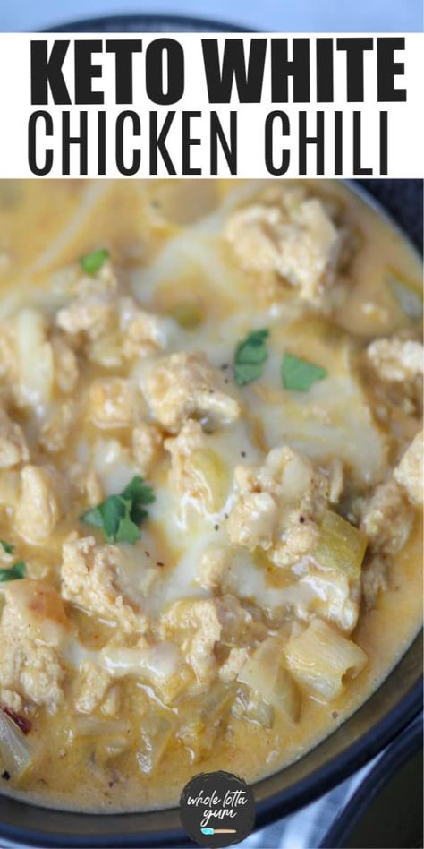 Keto White Chicken Chili, Healthy Chili, White Chili Chicken Recipe, Stove Top Recipes, Chicken Chili Recipe, Keto Soup, Low Carb Soup, White Chicken Chili, White Chicken