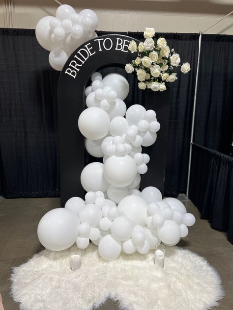 #bridetobe #bridalshower #bridalshowerdecor #bridalshowerbackdrop #bridalshowerballoons White Bridal Shower Backdrop, Black And White Bridal Shower Theme, Black And White Bridal Shower Ideas Decor, Black And White Wedding Shower Ideas, Black And White Bridal Shower Decor, Black Bridal Shower Ideas, Black And White Bridal Shower Ideas, Glam Bridal Shower Ideas, White Bridal Shower Theme