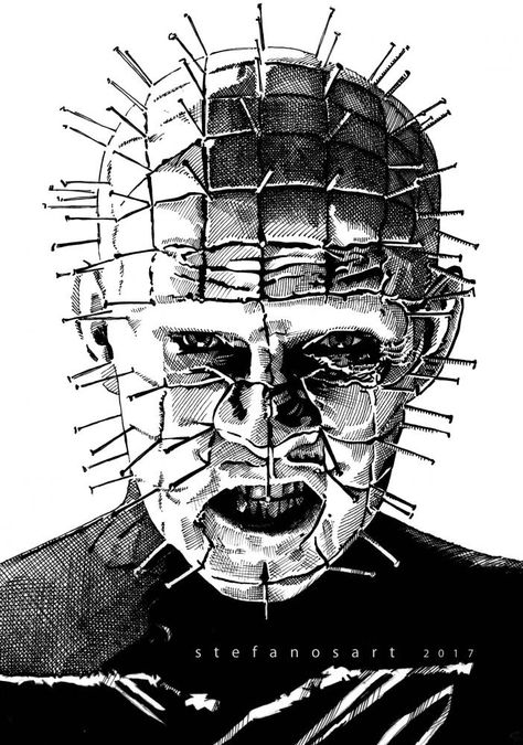 Hellraiser Tattoo, Hellraiser Art, Horror Black And White, Hellraiser Hellworld, Hellraiser 2022, Hellraiser 1987, Doug Bradley, Pinhead Hellraiser, Horror Black