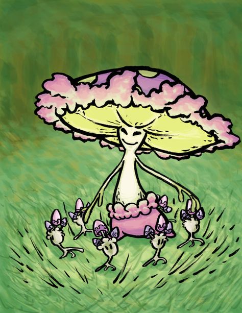 Mushroom Creature Art, Morelull Pokemon, Mushroom Pokemon, Mushroom Creature, Video Mood, Fairy Type Pokemon, Avada Kedavra, Comic Ideas, Pokemon Regions