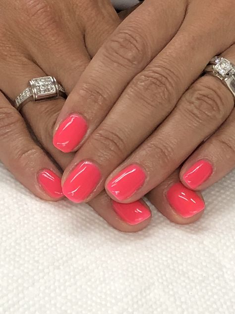 Watermelon Pink Summer Gel Nails Holiday Nails Summer 2023 Pink, Watermelon Colour Nails, Watermelon Colored Nails, Pinky Coral Nails, Watermelon Red Nails, Watermelon Gel Nails, Watermelon Nail Color, Holiday Gel Nails Summer, Pink Summer Gel Nails