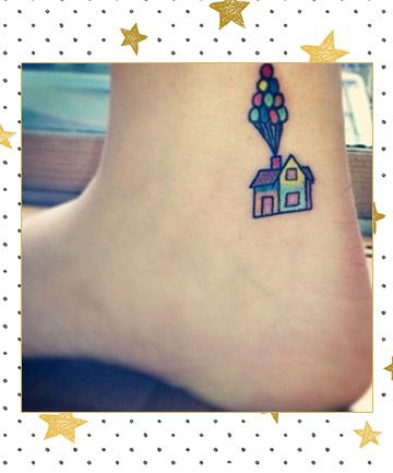 Up Balloons Tattoo Childhood Tattoos, Balloons Tattoo, Europe Tattoo, Wanderlust Tattoos, Winnie The Pooh Tattoos, Disney Inspired Tattoos, Fun Tattoos, Clover Tattoos, Bff Tattoos