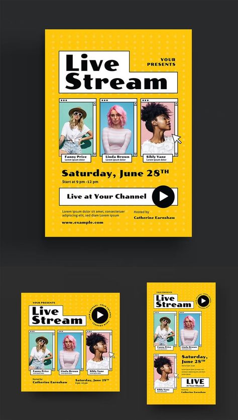 Live Stream Event Flyer Template AI, EPS + Instagram Post and Story Design Event Template Design, Networking Event Flyer, Instagram Event Post Design, Instagram Live Poster Design, Event Instagram Post, Typography Ads, Event Flyer Design, Banner Twitch, Business Poster