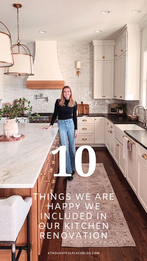 10 Things to Add to Your Kitchen Renovation - A Thoughtful Place Best Kitchen Design Features, Kitchen Angled Wall, Desk Area In Kitchen Ideas, Kitchen Trends 2024 2025, Timeless Neutral Kitchen, Pacific Northwest Kitchen Design, 2025 Home Remodel Trends, Smaller Home Ideas, New Kitchen On A Budget