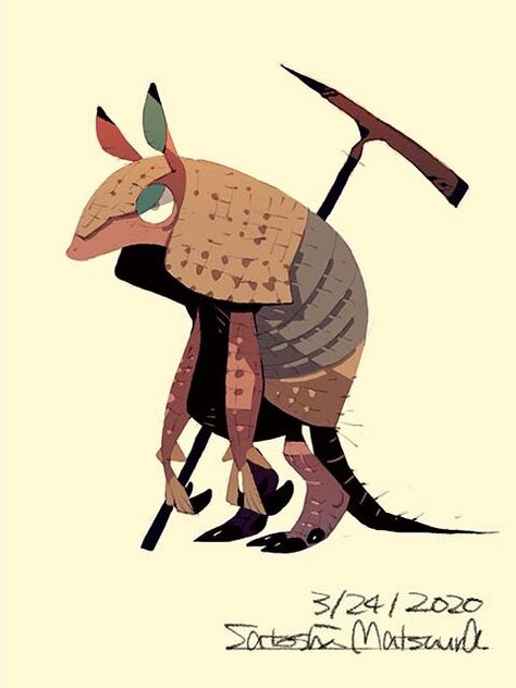 ArtStation - Armadillo Man, Satoshi Matsuura Armadillo Inktober, Armadillo Character, Fantasy Mammals, Animal Rpg, Armadillo Illustration, Owl Monkey, Satoshi Matsuura, Armadillo Art, Monster Design