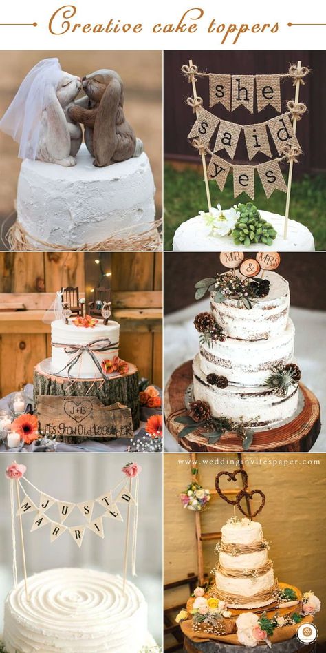 12 Trendiest Ways to Throw Together a Rustic Wedding Cake---cake toppers diy Cake Toppers Diy, Farmer Wedding, Donut Wedding Cake, Homemade Wedding Cake, Fruit Wedding Cake, Christmas Wedding Cakes, Country Wedding Cakes, Wedding Donuts, Toppers Diy