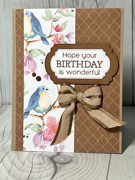 Birthday card using the Stampin' Up! Flight & Airy Designer Series Paper Stampin Up Flight And Airy Dsp Cards, Stampin Up Easter Cards 2023, Stampin Up Flight And Airy Dsp, Framed Cards, Wild Ferns, Paper Birthday Cards, Stampin Up Birthday Cards, Tool Tips, Homemade Birthday Cards