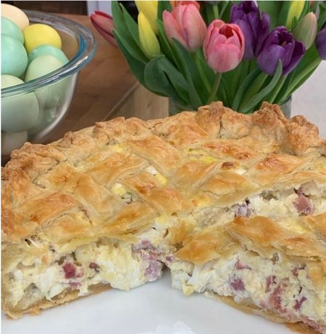 Pizza Rustica ( aka Pizza Piena ) Italian Easter Pie, Rustic Pizza, Stuffed Pizza, Pizza Rustica, Frozen Pie Crust, Cheesecake Recipes Classic, Easter Dishes, Italian Recipes Dessert, Artisan Pizza