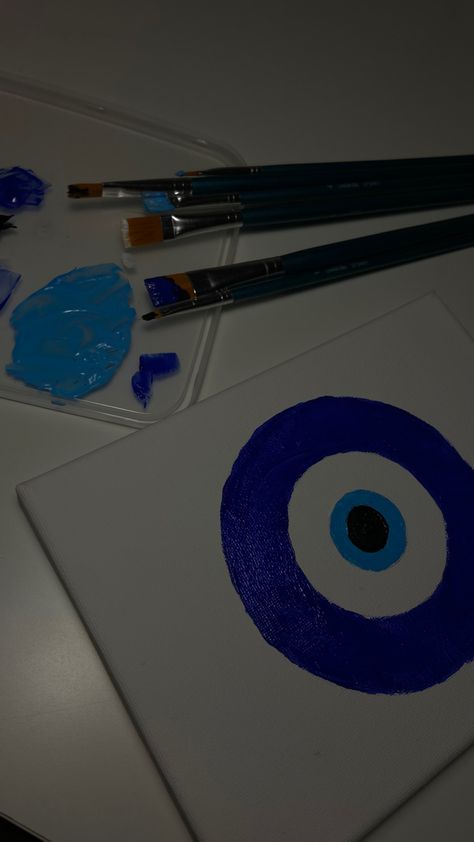 Evil Eye Canvas Painting, Evil Eye Canvas, Decorating Painting, Canvas Painting Designs, Paintings On Canvas, Painting Designs, Canvas Decor, Hacks Diy, Paint Designs