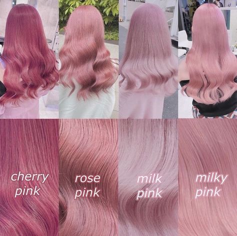 Pink Korean Hair Color, Light Pink Hair Dye Underneath, Types Of Pink Hair Color, Pink Hair Styling Outfit, Hair Color Ideas Light Pink, Light Color Hair Dye, Light Pink Hair Dye Ideas, Hair Dye Pink Ideas, Pink Dip Dyed Hair