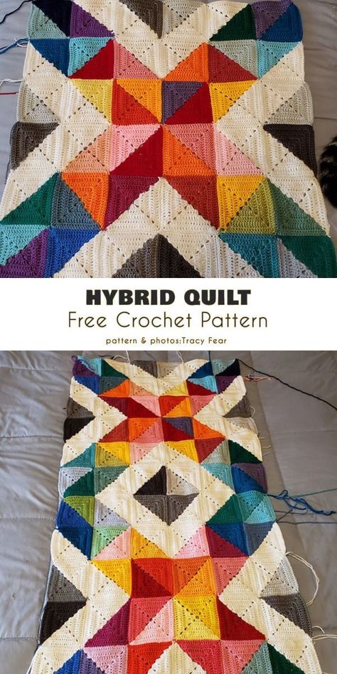 Amazing Quilt Free Crochet Patterns | Your Crochet | Bloglovin’ Modular Crochet Blanket, Quilted Crochet Blanket, Scrap Blankets Crochet, Free Crochet Quilt Afghan Patterns, Crocheted Quilt Patterns, Quilt Colors Combinations, Corner To Corner Crochet Pattern Free Easy, Honey Comb Crochet Blanket Pattern Free, Quilt Crochet Blanket