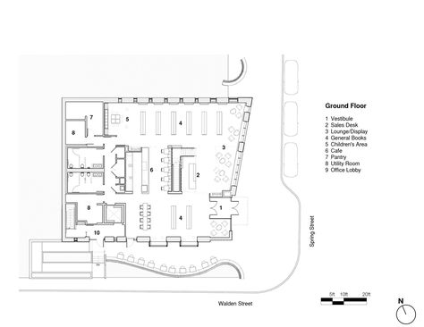 Gallery of The Williams Bookstore / CambridgeSeven - 16 Bookshop Floor Plan, Bookstore Floor Plan, Book Shop Layout Plan, Book Store Floor Plan, Bookstore Layout Plan Design, Bookstore Layout Plan, Bookstore Plan, Bookstore Architecture, Bookstore Architecture Design