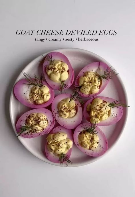 Goat Cheese Deviled Eggs Recipe | The Feedfeed Gourmet Deviled Eggs, Pickled Deviled Eggs, Deviled Eggs Recipe Easy, Devilled Eggs Recipe Best, Devilled Eggs, Gourmet Appetizers, Picnic Dinner, Mini Appetizers, Best Party Food