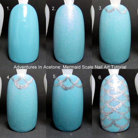 Adventures In Acetone: Tutorial Tuesday: Mermaid Scale Nail Art! Scale Nail Art, Mermaid Tutorial, Mermaid Nail Art, Mermaid Nail, Art Deco Nails, Mermaid Diy, Mermaid Nails, Pretty Nail Designs, Mermaid Coloring