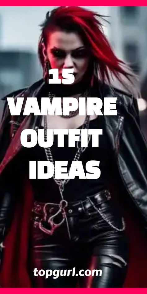 Bring the night to life with vampire outfit ideas that blend eerie elegance with gothic glamour, enticing you to unveil more. Vampire Women’s Costume, Female Vampire Cosplay, Women’s Vampire Halloween Costume, Scary Vampire Costume Women, Women's Vampire Costume, Leather Vampire Costume, Vampire Aesthetic Outfit Modern, Halloween For Work Costumes, Basic Vampire Costume