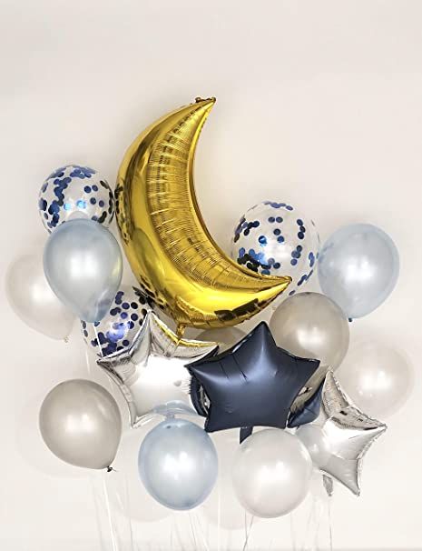 Ramadan Party, Balloons Bouquet, Sweet Moon, Star Balloons, Moon Baby Shower, Gender Reveal Balloons, Star Baby Showers, Star Diy, Balloon Diy