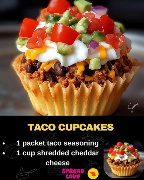 TACO CUPCAKES RECIPE: A FUN TWIST ON A CLASSIC! Taco Cupcakes, Beef Tips And Noodles, Mexican Casserole Recipe, Taco Cups, Crispy Wonton, Mini Tacos, Chicken Pasta Bake, Cheesy Bacon, Wonton Wrappers