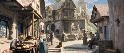 ArtStation - medieval street/market Medieval Street, Medieval Market, Street Market, Fantasy Landscape, Fantasy World, Dungeons And Dragons, The Cutest, Concept Art, Cottage