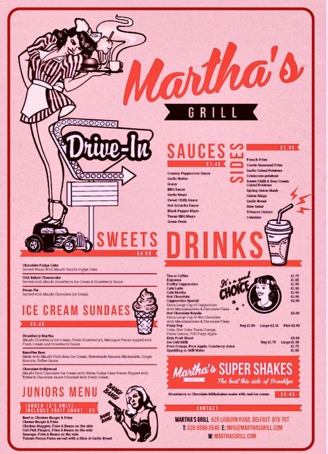 Retro Diner Menu Design, American Diner Menu, Retro Menu Design, Diner Branding, Diner Logo, Menu Design Layout, Menu Vintage, Menu Sans Gluten, Menu Design Inspiration