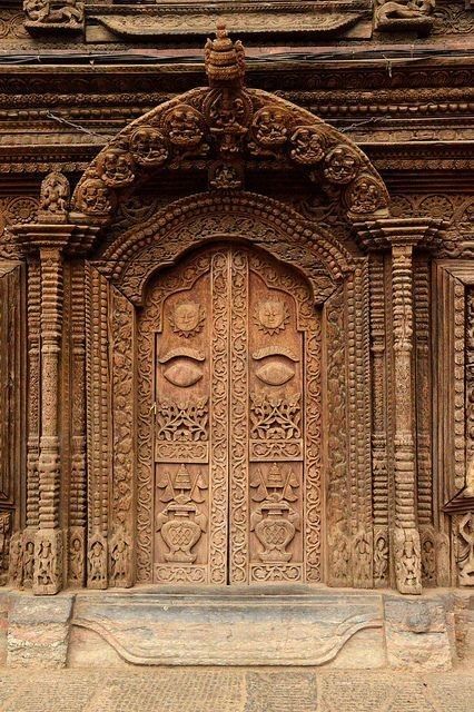 Patan, Nepal Temple Door, Ancient Indian Architecture, Indian Doors, Hotel Door, Gorgeous Doors, Double Front Doors, Door Entryway, Vintage Doors, Wooden Door Design