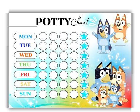 Bluey Potty Training Chart - Bluey Family Potty Reward Chart - Toilet Training - Bluey Sticker Chart - Reward Chart for Potty Training by ShineDigitalDowload on Etsy Paw Patrol Potty Chart Free Printable, Diy Potty Training Chart Girls Toddlers, Potty Training Chart Printable Free Bluey, Princess Potty Chart Printable, Potty Training Charts For Girls Diy, Potty Reward Chart, Toilet Training Chart, Potty Training Sticker Chart, Potty Training Rewards