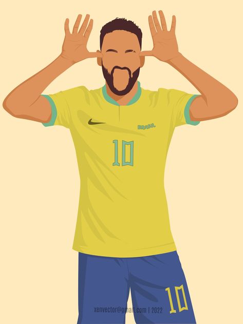 Neymar Cartoon, Neymar Drawing, Wallpaintings Ideas, Messi Fcb, Football Neymar, Minimalistic Illustration, Cool Easy Drawings, Cristiano Ronaldo Portugal, Football Artwork