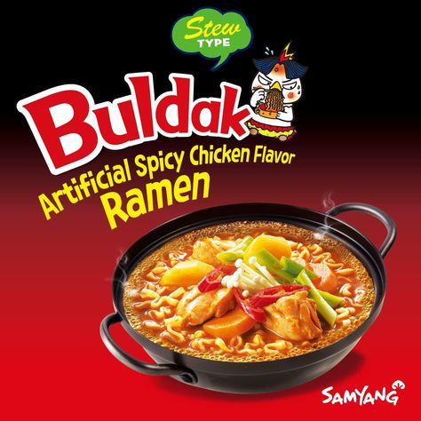 Ramyun Korean Noodles, Stir Fry Ramen Noodles, Samyang Food, Spicy Korean Noodles, Fire Noodles, Samyang Buldak, Chicken Ramen Recipe, Fried Ramen, Hot Chicken Flavor Ramen