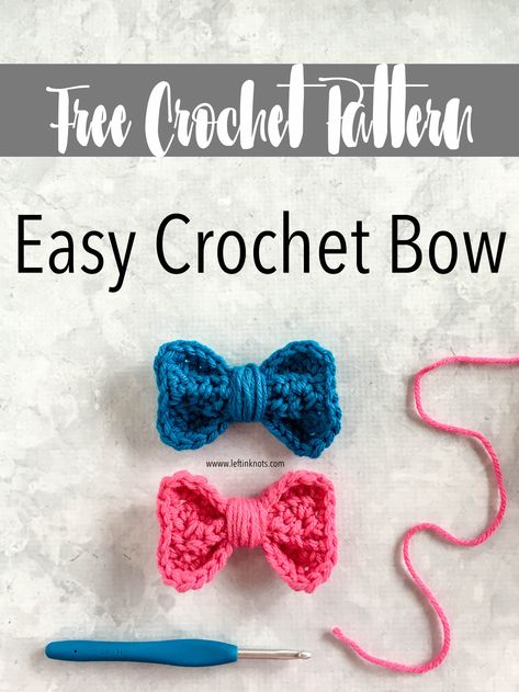 How To Crochet A Bow For A Hat, Crochet Bows Free Pattern Easy, Fast And Easy Crochet Amigurumi, Crochet Bow Free Pattern, Easy Crochet Flowers For Beginners, Crochet Bows Free Pattern, Crochet Bow Pattern, Easy Bow, Crochet Bow