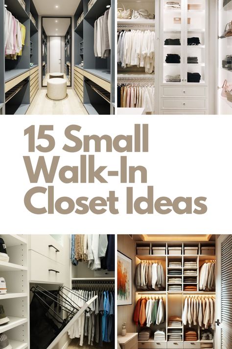 Transform your tiny walk-in closet into a luxurious and practical space with these 15 creative ideas! From adjustable shelving and pull-down rods to vertical storage and boutique lighting, these tips will help you maximize every inch. Whether you're aiming for better organization or a stylish upgrade, these solutions are perfect for making your closet functional and chic. Click to explore these inspiring small walk-in closet ideas! Walk In Wardrobe U Shape, Adding A Closet To A Bedroom Master Suite, Light For Walk In Closet, Maximize Small Walk In Closet Space, Mini Walkin Closet, Small L Shaped Closet Designs, U Shaped Walk In Closet Design, Walk Through Closet Design, 5 Ft Closet Ideas