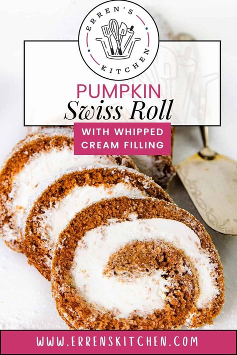 Pumpkin Swiss Roll, Pumpkin Cake Filling, Swiss Roll Recipe, Autumn Dessert, Diwali Ideas, Pumpkin Roll Cake, Recipes Pumpkin, Swiss Roll Cake, British Desserts