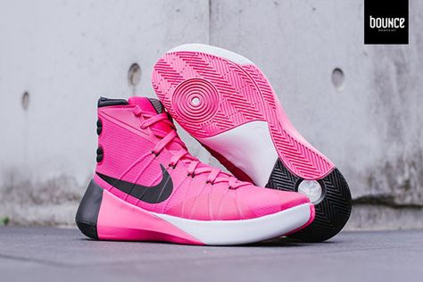 The Nike Hyperdunk 2015 Continues The "Think Pink" Tradition - SneakerNews.com High-top Fade-resistant Pink Basketball Shoes, Pink Nike Dynamic Sneakers, Nike Functional High-top Basketball Shoes, Hyperdunk 2015, Pink Nike Dynamic Running Shoes, Dynamic Pink Nike Running Shoes, Nike Basketball, Diy Shoes, Nike Air Force