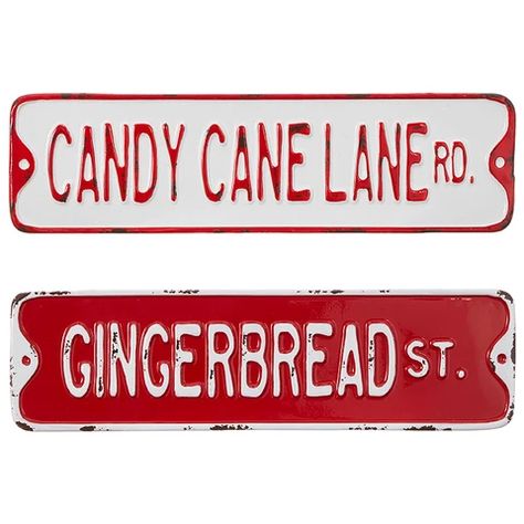 Gingerbread Street, Street Sign Decor, Candy Cane Decorations, Candy Cane Lane, Coca Cola Christmas, Gingerbread Village, Red White Christmas, Santa's Little Helper, Christmas Material