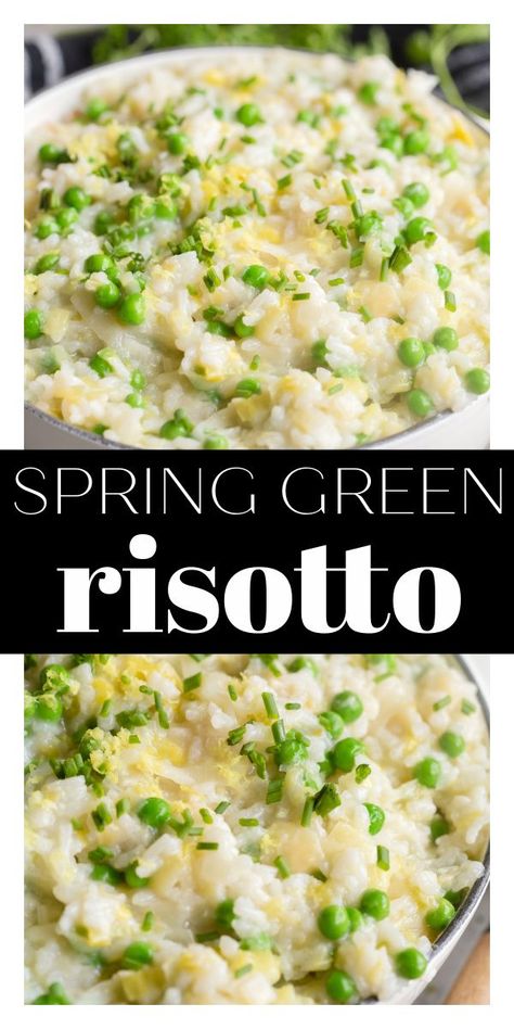 Green Risotto, Recipe Using Lemons, Leek Risotto, Pea Risotto, Spring Produce, Spring Dishes, Spring Peas, Butternut Squash Risotto, Roasted Vegetable Recipes