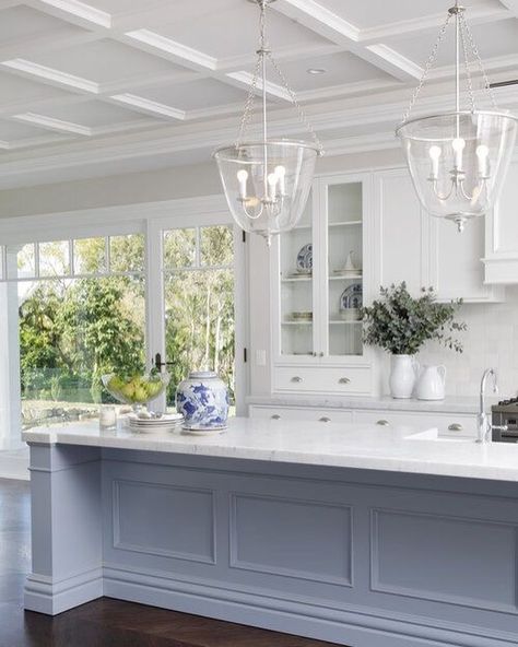 Verandah House, Hamptons House Interior, Blue Kitchen Island, Hamptons Kitchen, Joinery Design, Hampton House, Mud Rooms, Casas Coloniales, American Architecture